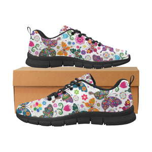 Colorful Butterfly Flower Pattern Men's Sneakers Black