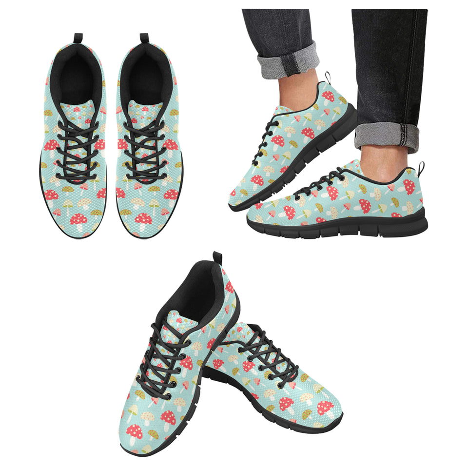 Mushroom Pattern Background Men's Sneakers Black