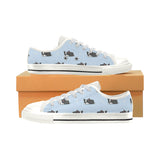 Sleep Boston Terrier Bone Pattern Women's Low Top Canvas Shoes White