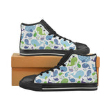 Whale Stripe Dot Pattern Men's High Top Canvas Shoes Black