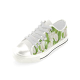 White Tulip Pattern Women's Low Top Canvas Shoes White