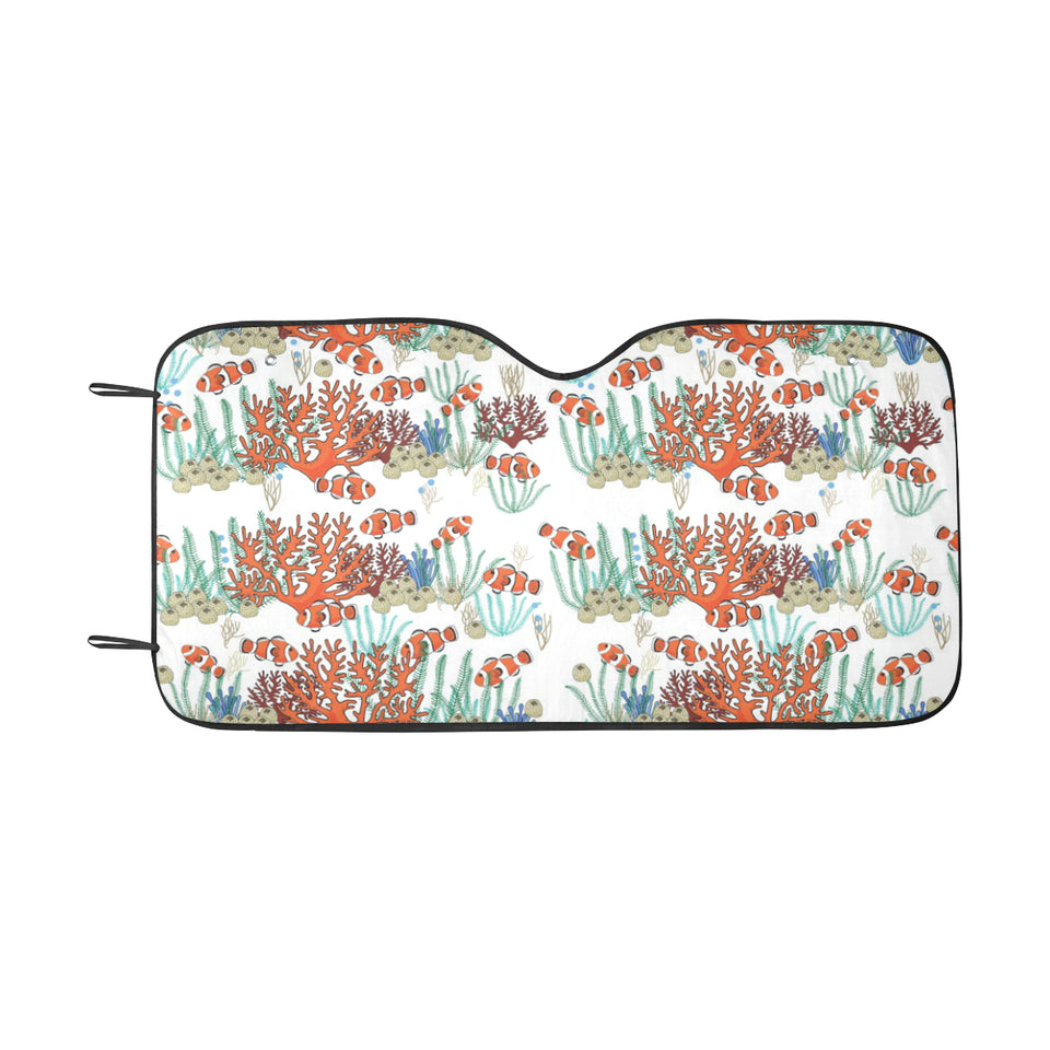 Clown Fish Pattern Print Design 04 Car Sun Shade