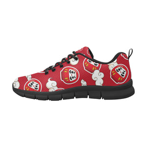 Red Daruma Cloud Pattern Men's Sneakers Black