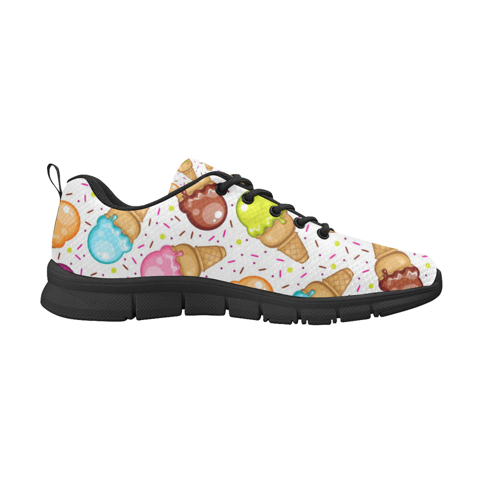 Color Ice Cream Cone Pattern Men's Sneakers Black