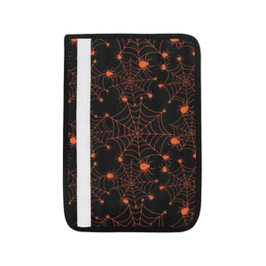 Orange Cobweb Spider Web Pattern Car Seat Belt Cover