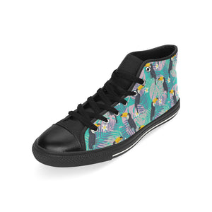 Toucan Pattern Background Men's High Top Canvas Shoes Black