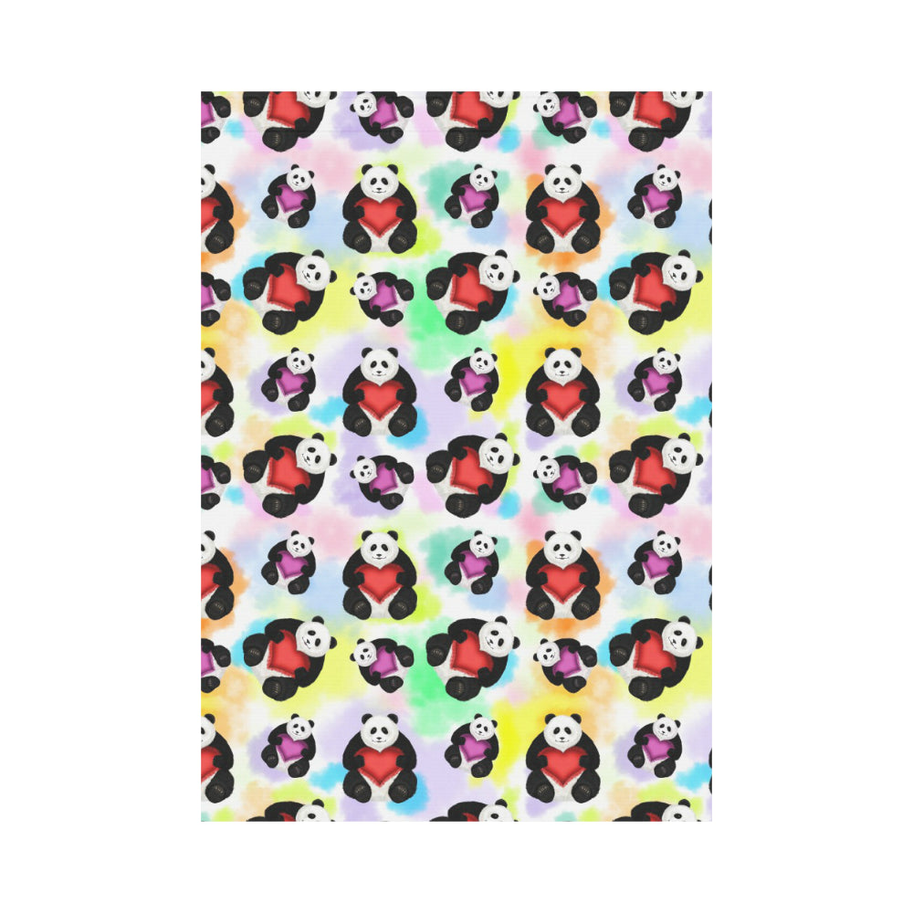 Panda Cute Heart Pattern House Flag Garden Flag