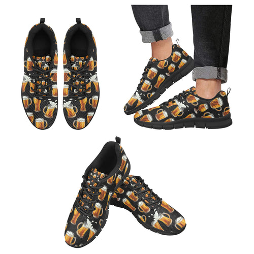 Beer Pattern Background Men's Sneakers Black