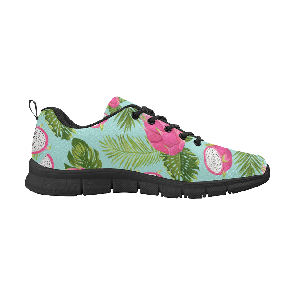 Dragon Fruit Leaves Pattern Men's Sneakers Black