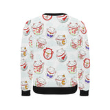 Meneki Neko Lucky Cat Pattern Men's Crew Neck Sweatshirt