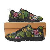 Lotus Waterlily Flower Pattern Background Men's Sneakers Black