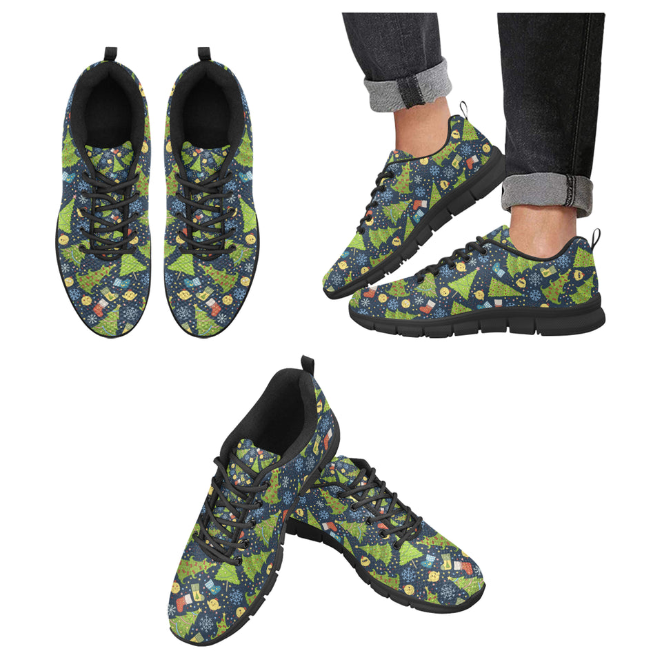 Christmas Tree Snowflake Pattern Men's Sneakers Black