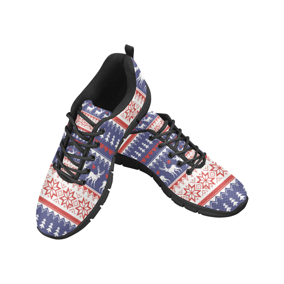 Deer Sweater Printed Pattern Men's Sneakers Black