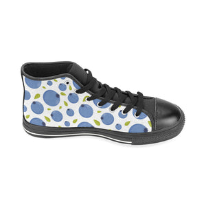 Blueberry Pattern Men's High Top Canvas Shoes Black