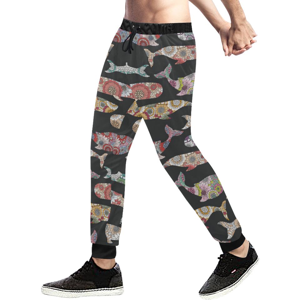 Whale Flower Tribal Pattern Unisex Casual Sweatpants