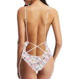 Pink Dragonfly Pattern Women's One-Piece Swimsuit