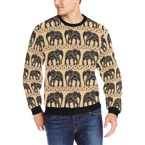 Elephant Pattern Ethnic Motifs Men's Crew Neck Sweatshirt
