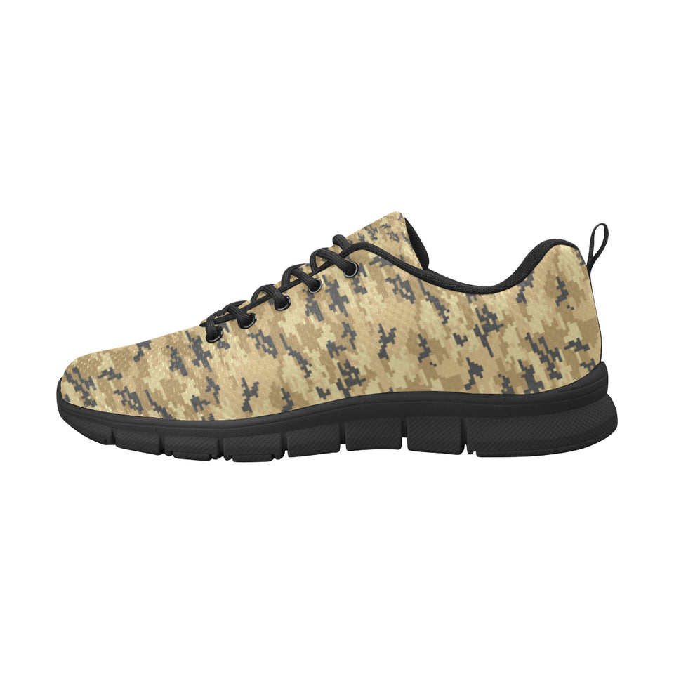 Sand Camo Camouflage Pattern Men's Sneakers Black