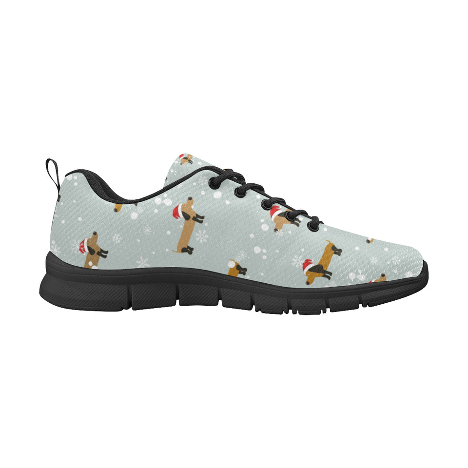 Dachshund Chirstmas Pattern Men's Sneakers Black