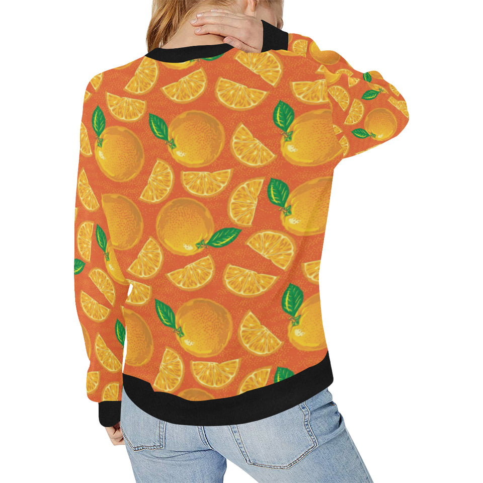 Orange Pattern background Women's Crew Neck Sweatshirt