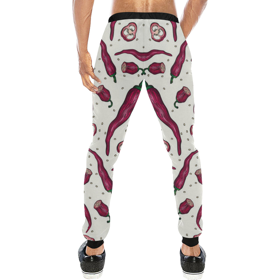 Red Chili Pattern background Unisex Casual Sweatpants