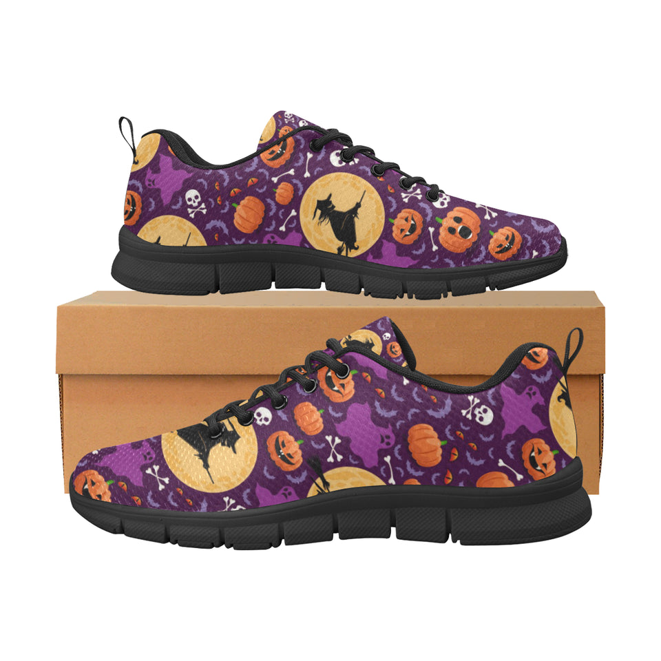 Halloween Pumpkin Witch Pattern Women's Sneakers Black