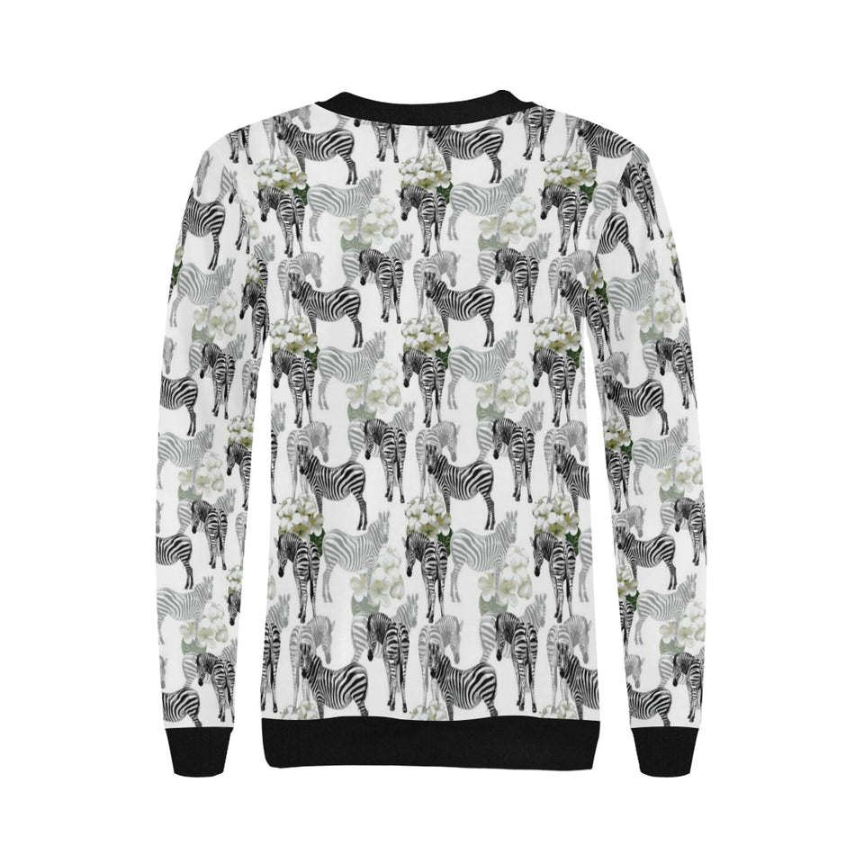 Zebra Pattern Women's Crew Neck Sweatshirt