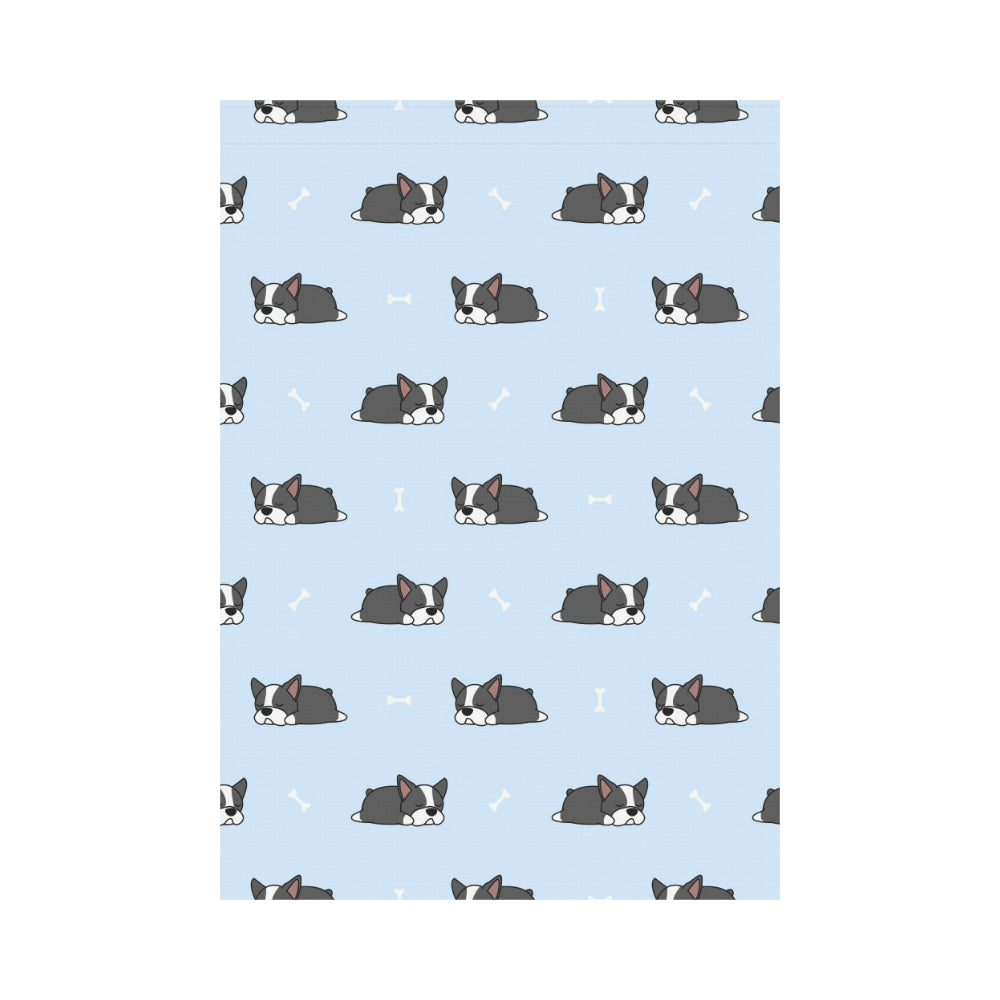 Sleep Boston Terrier Bone Pattern House Flag Garden Flag