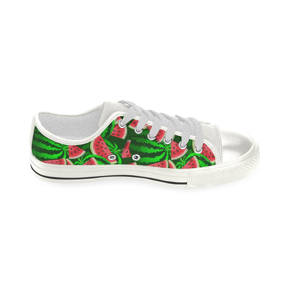 Watermelon Pattern Theme Women's Low Top Canvas Shoes White