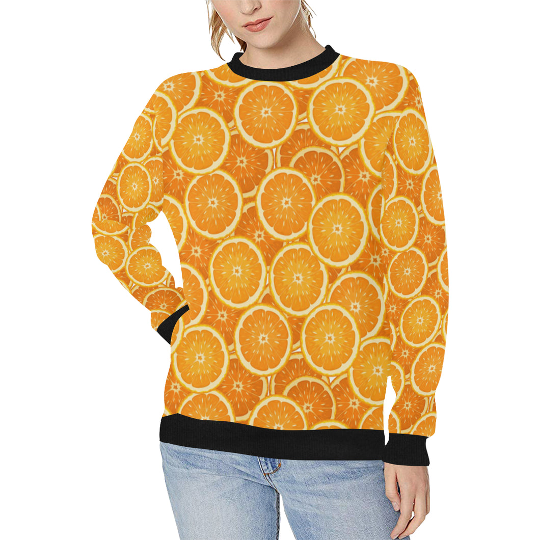 Sliced Orange Pattern Women's Crew Neck Sweatshirt