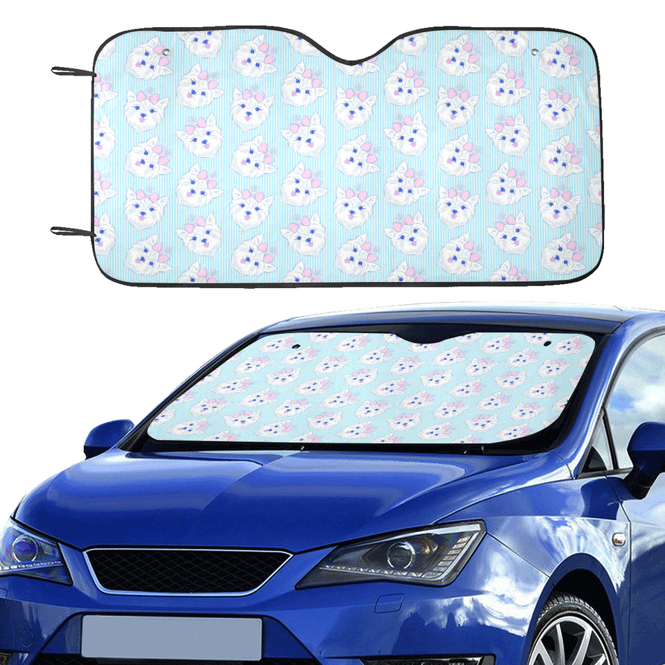 Yorkshire Terrier Pattern Print Design 01 Car Sun Shade