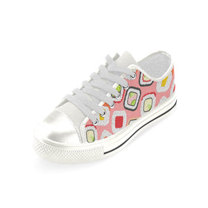 Sushi Roll Pattern Women's Low Top Canvas Shoes White
