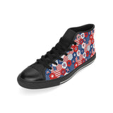 USA Star Hexagon Pattern Men's High Top Canvas Shoes Black