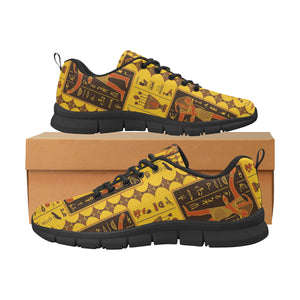 Egypt Hieroglyphics Pattern Print Design 01 Women's Sneakers Black