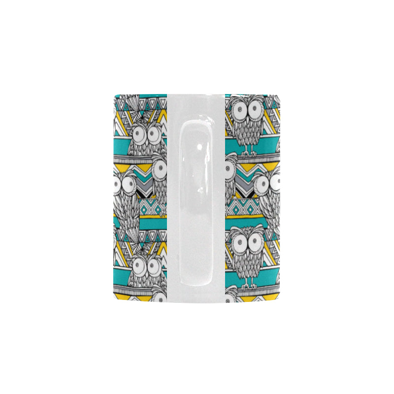 Owl Pattern Green Background Classical White Mug (FulFilled In US)