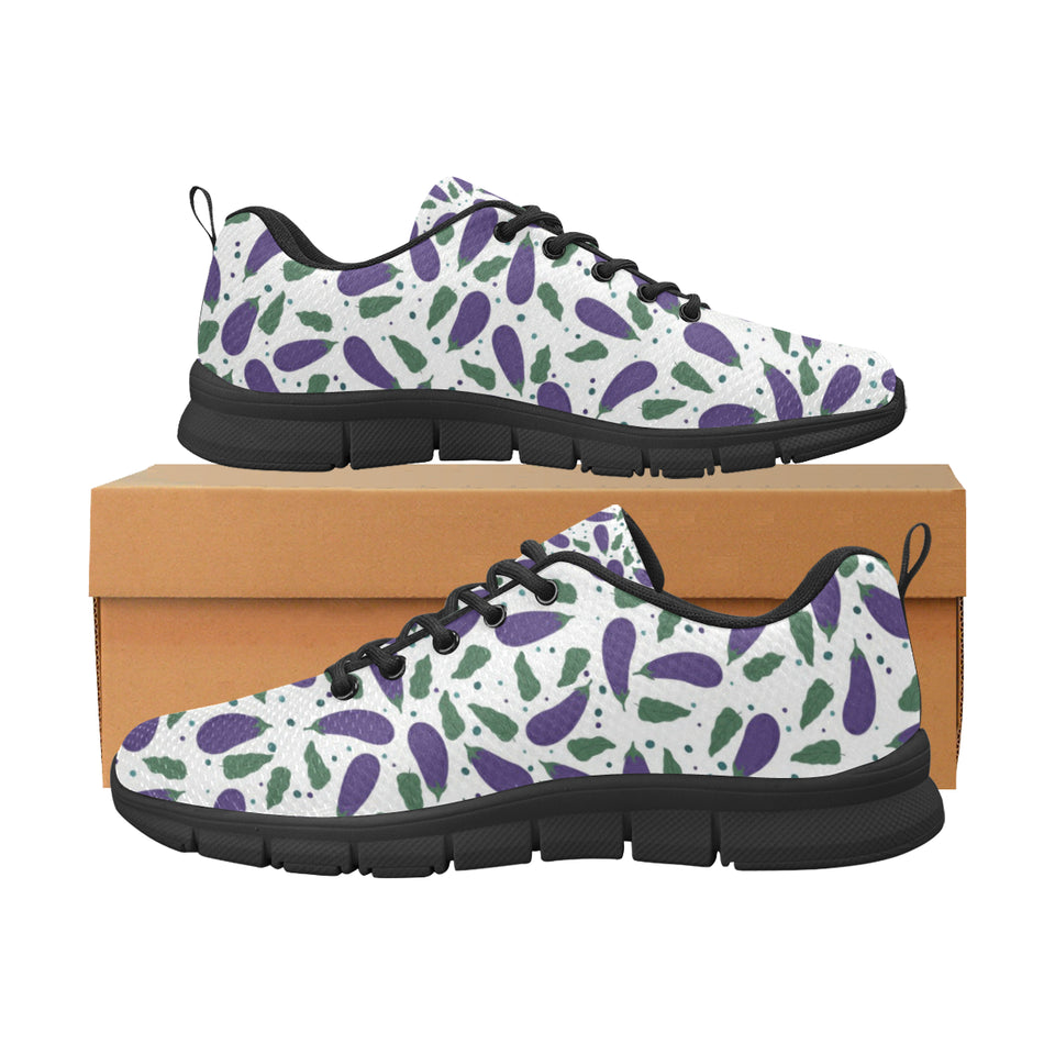 Eggplant Pattern Print Design 05 Women's Sneakers Black