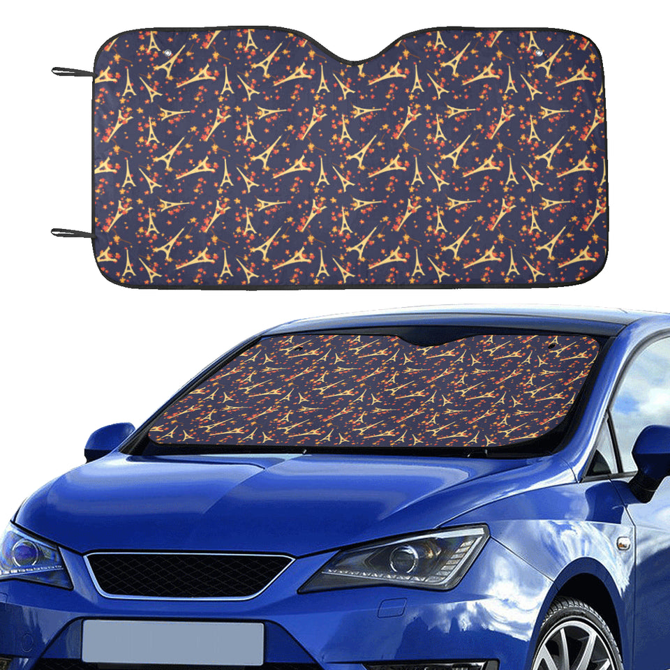 Eiffel Tower Pattern Print Design 02 Car Sun Shade