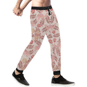 Pink Camel Leaves Pattern Unisex Casual Sweatpants