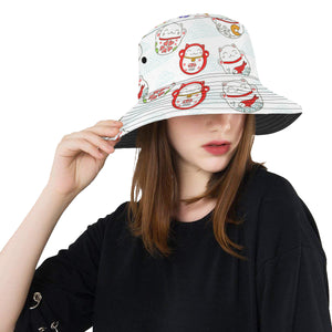 Meneki Neko Lucky Cat Pattern Unisex Bucket Hat