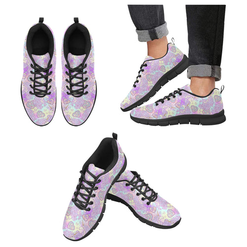 Unicorn Heart Pattern Men's Sneakers Black