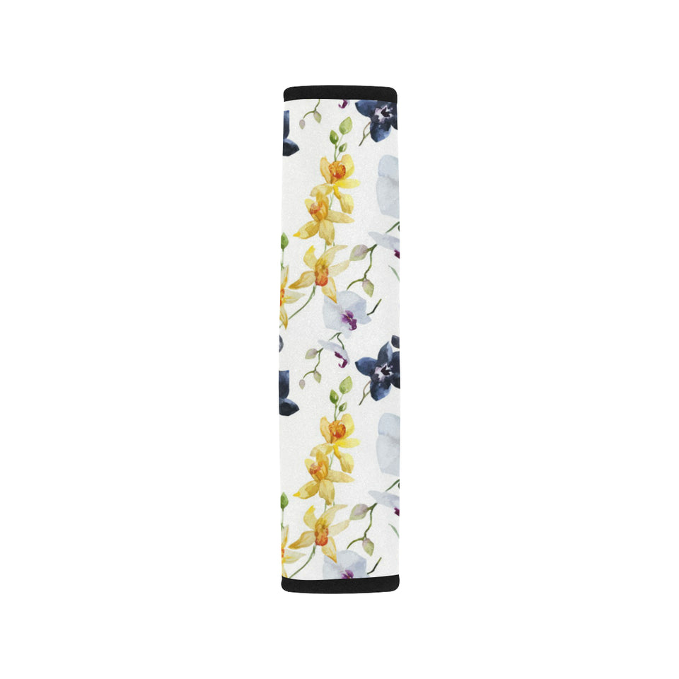 Orchid Pattern Background Car Seat Belt Cover