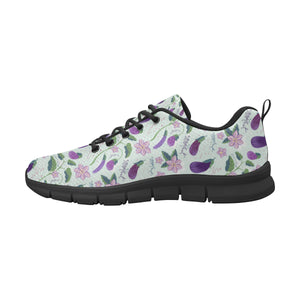 Eggplant Pattern Print Design 03 Women's Sneakers Black