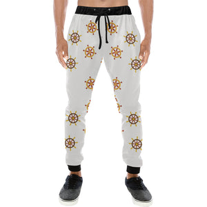 Nautical Steering Wheel Rudder Wooden Pattern Unisex Casual Sweatpants