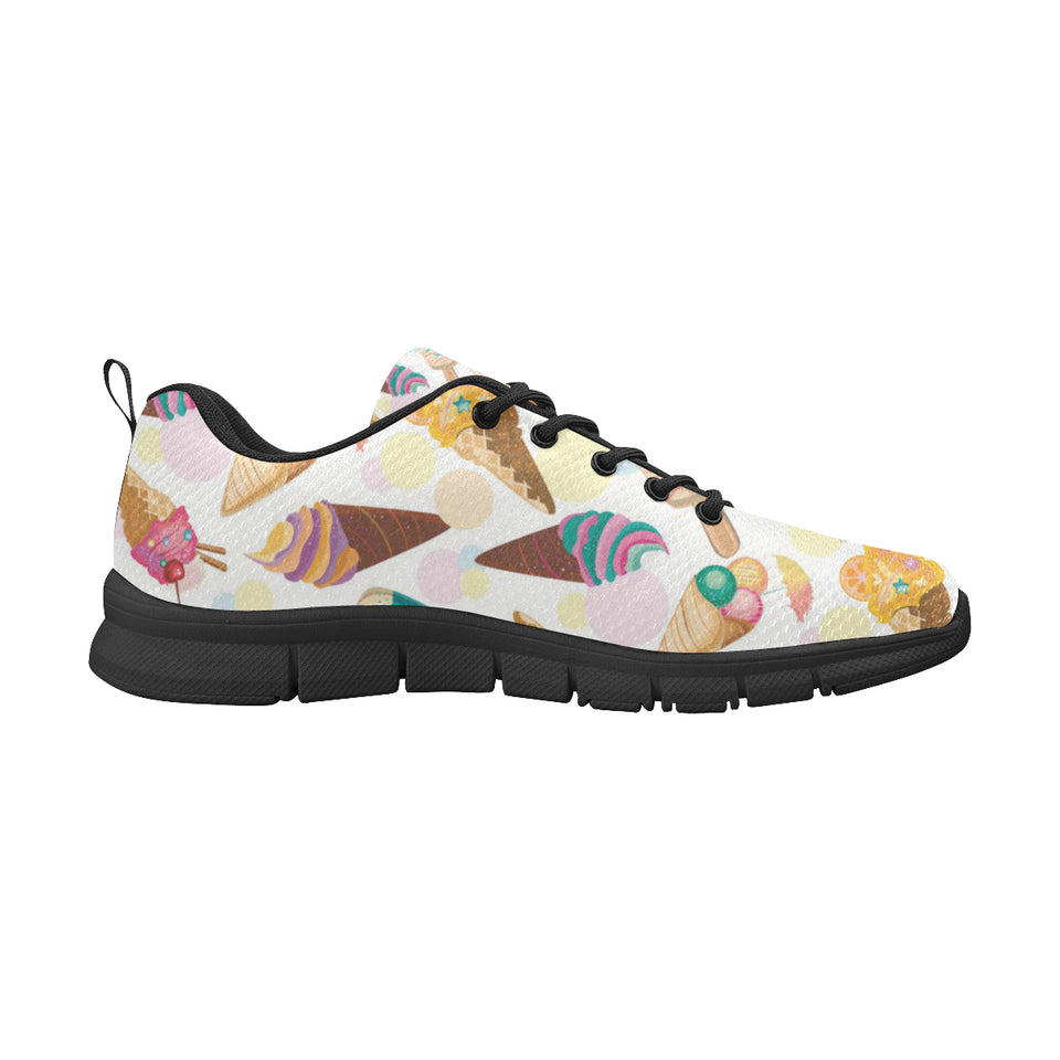 Colorful Ice Cream Pattern Men's Sneakers Black