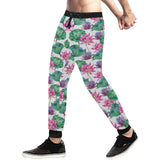 Pink Lotus Waterlily Pattern Unisex Casual Sweatpants