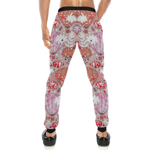 Red Pink Hot Air Balloon Pattern Unisex Casual Sweatpants