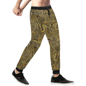 Saxophone Gold Pattern Unisex Casual Sweatpants