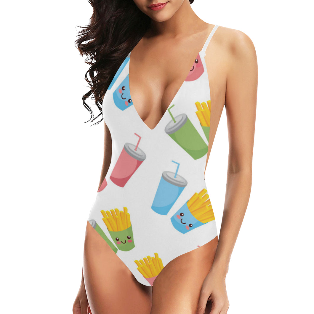 Colorful French Fries Pattern Women's One-Piece Swimsuit