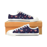 USA Star Pattern Theme Women's Low Top Canvas Shoes White