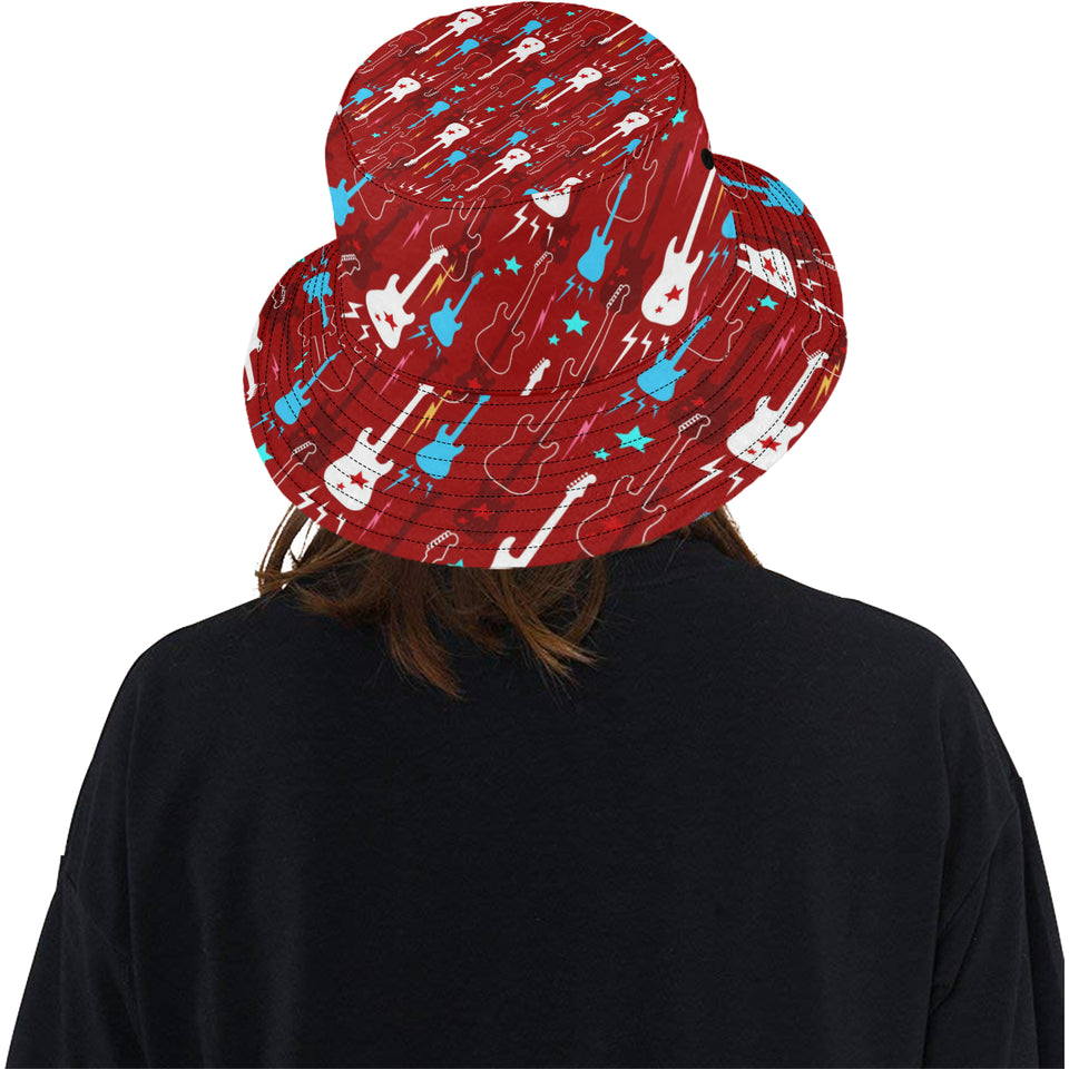 Electical Guitar Red Pattern Unisex Bucket Hat